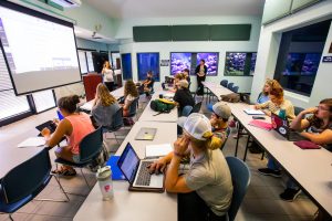 Students sitting in class.