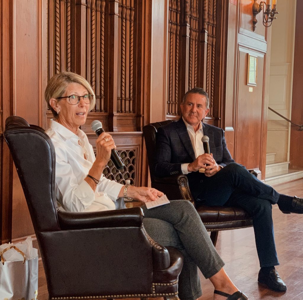 Patricia Courtois, coordinator of New College’s Certificate in Leadership initiative, with Target CEO Brian Cornell