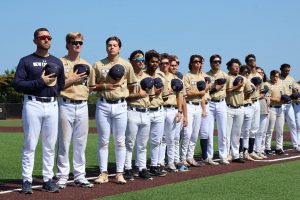NCF Baseball Team doing the pledge of allegiance.