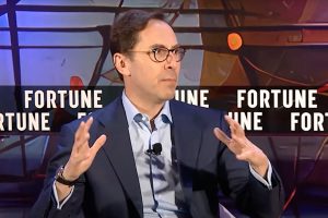 A candid photo of Robert Goldstein on a talkshow.