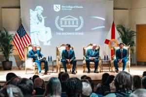 Governor Ron DeSantis, Border Czar Tom Homan, and Former Acting Secretary of Homeland Security Chad Wolf interviewed by New College of Florida President Richard Corcoran at Socratic Stage Event