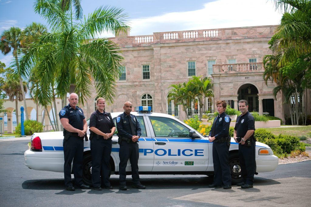 Campus Police in front of College Hall