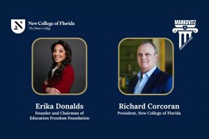 Erika Donalds and President Richard Corcoran at New College of Florida